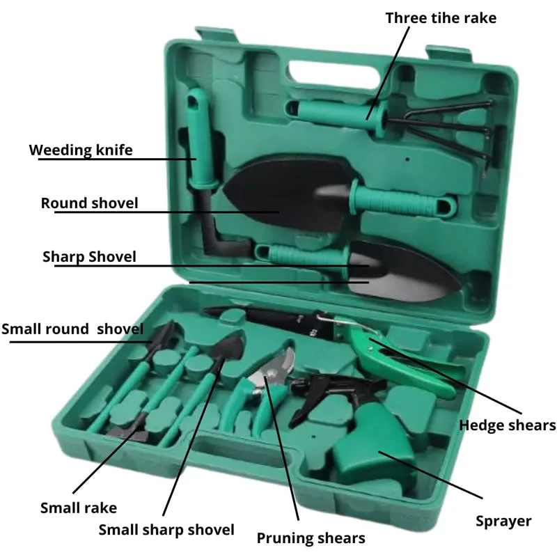 10Pcs Gardening Planting Accessories Tool Kit With Case Fh-18