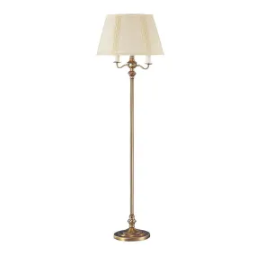 150 Watt 6 Way Metal Floor Lamp With Fabric Tapered Shade, Gold By Benzara