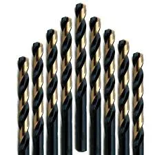 #21 Wire Size Jobber Length Drill Bit - Black and Gold - Split Point - 12 Pack