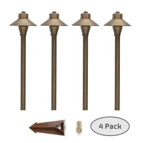 4 Pack Abajour Solid Brass Professional Landscape Pathway Light - Antique bronze