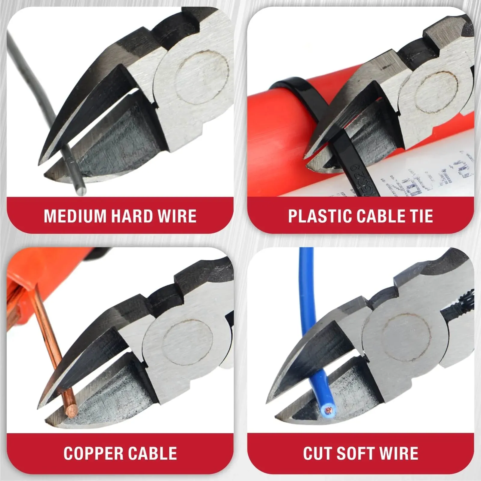 5 Inch Diagonal Flush Cutter with Pointed Nose for Reeled Terminals, Soft Wires, Electronics,  Zip Tes