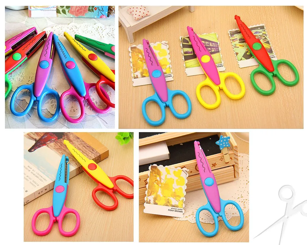 6 Pcs DIY Decorative Pattern Edged Pinking Shears Safety Scissors