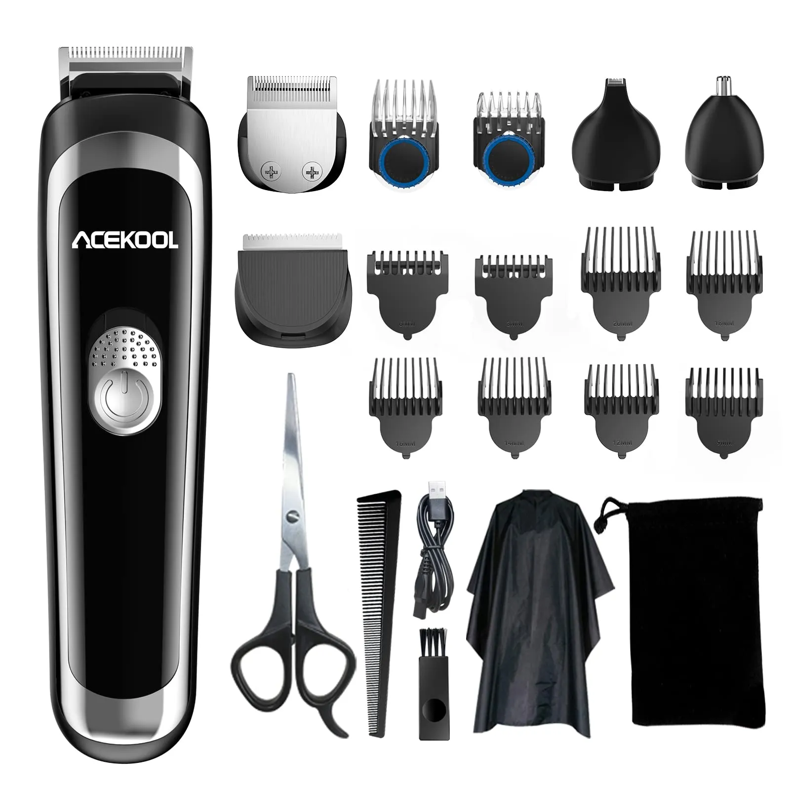 ACEKOOL Hair Trimmer BT1 19-in-1 Cordless Grooming Kit UK Plug