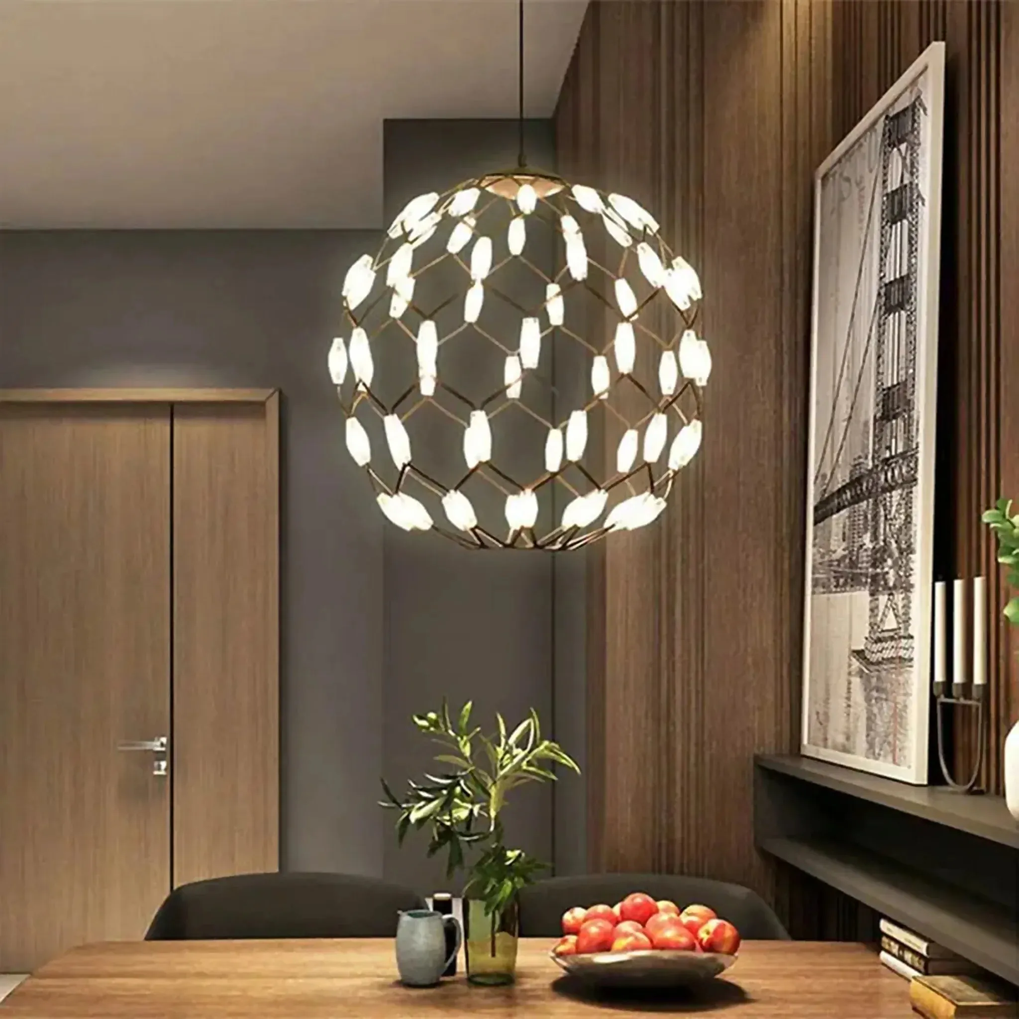 Acquaro | Stylish Black/White Pendant Ball-Shaped Chandelier