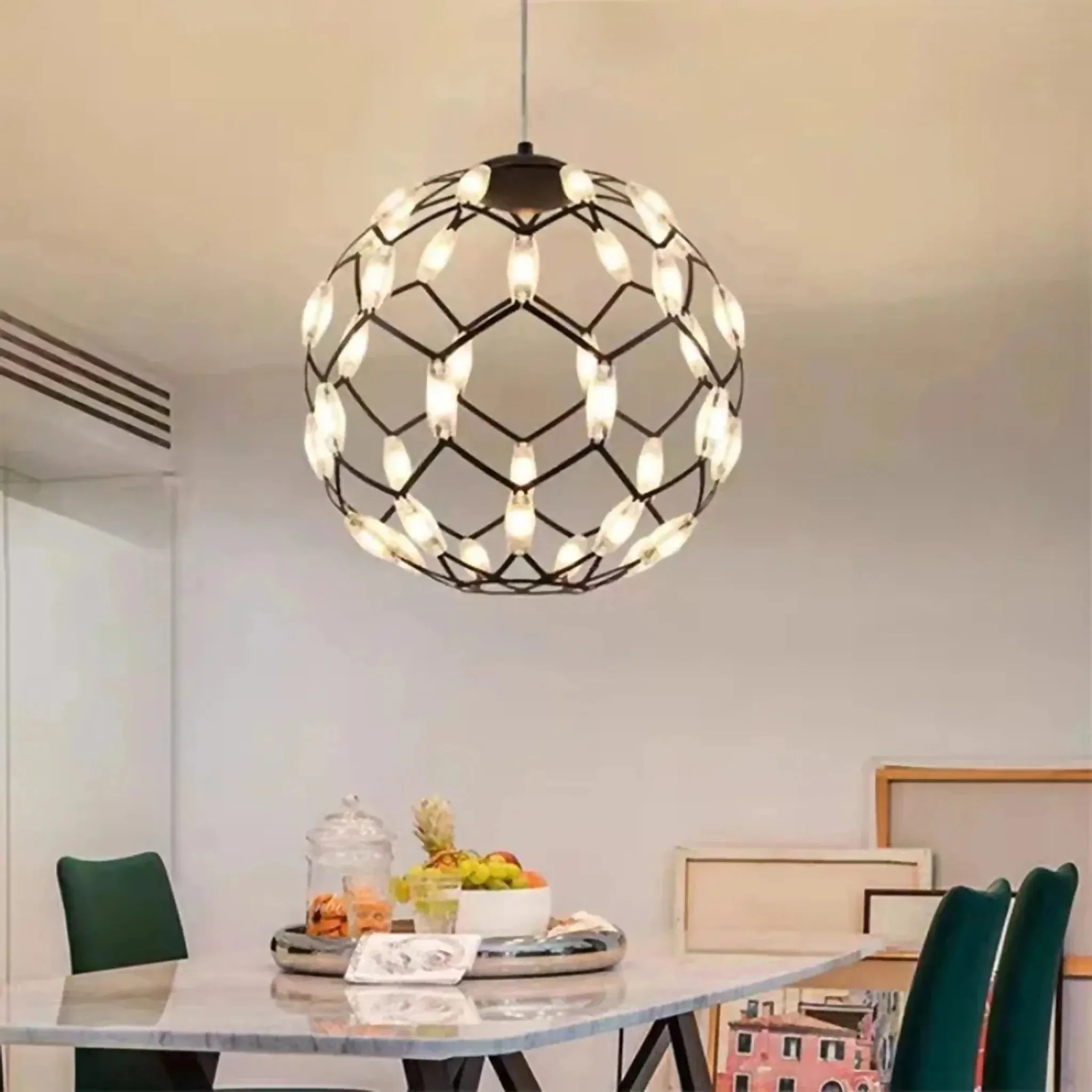 Acquaro | Stylish Black/White Pendant Ball-Shaped Chandelier