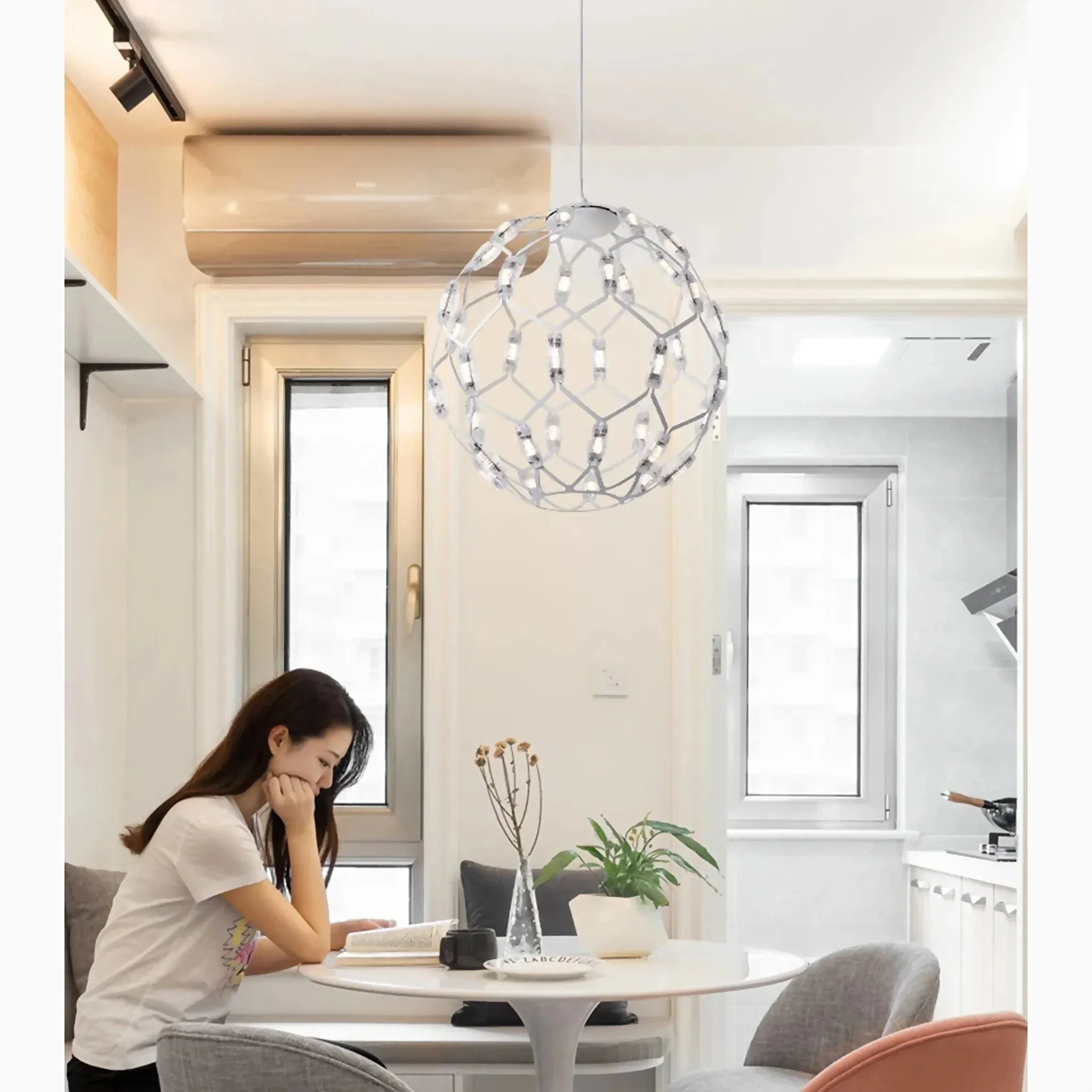 Acquaro | Stylish Black/White Pendant Ball-Shaped Chandelier