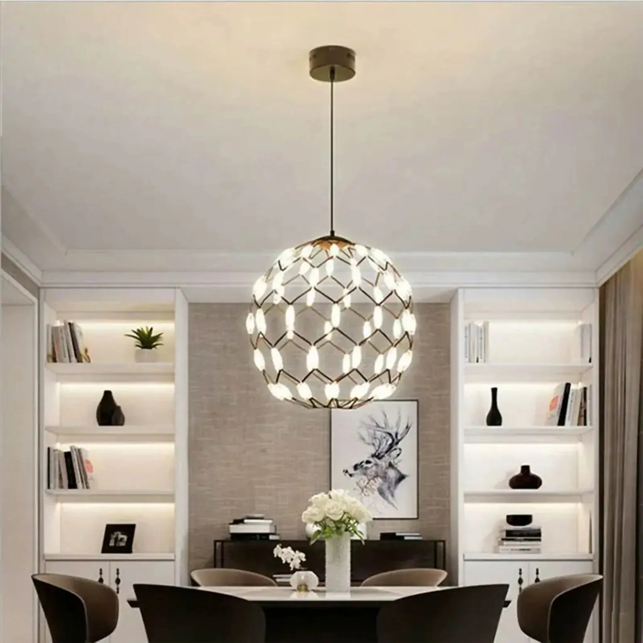 Acquaro | Stylish Black/White Pendant Ball-Shaped Chandelier