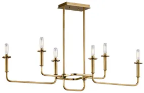 Alden 39 In. 6 Lights Chandelier Natural Brass Finish