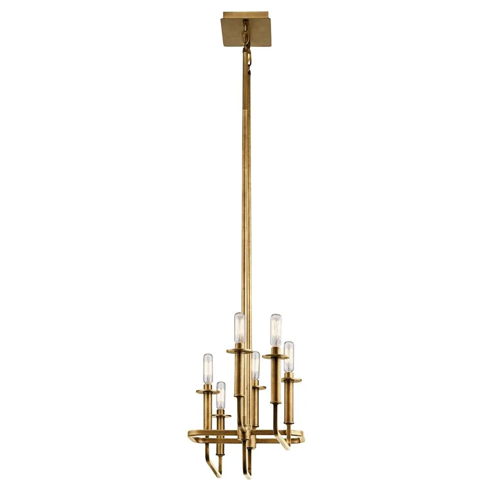 Alden 39 In. 6 Lights Chandelier Natural Brass Finish