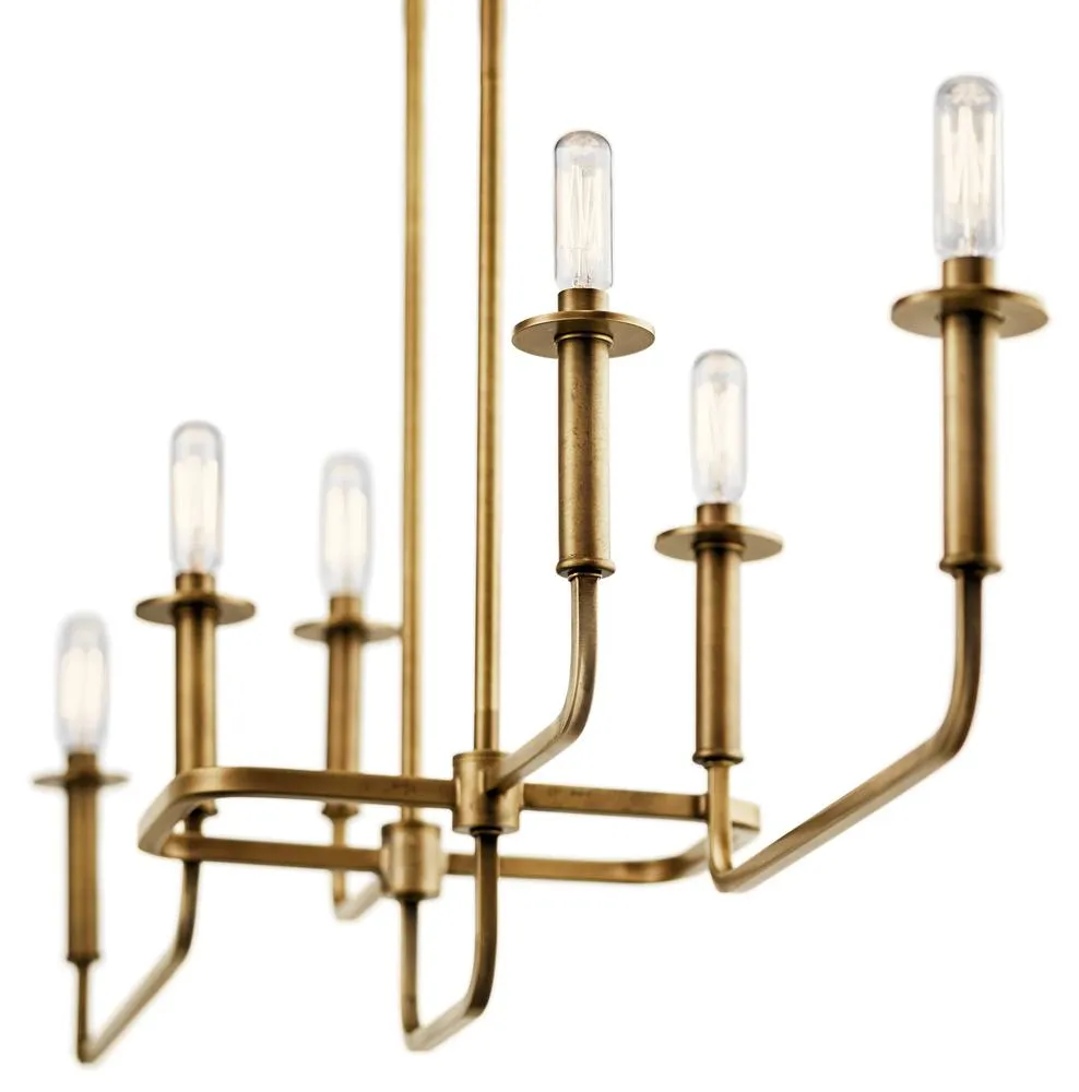 Alden 39 In. 6 Lights Chandelier Natural Brass Finish