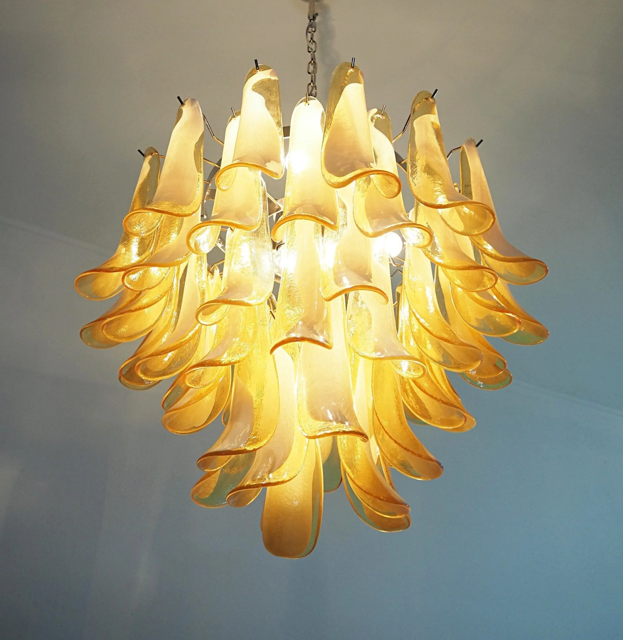 Amber Glass Murano Petals Chandelier