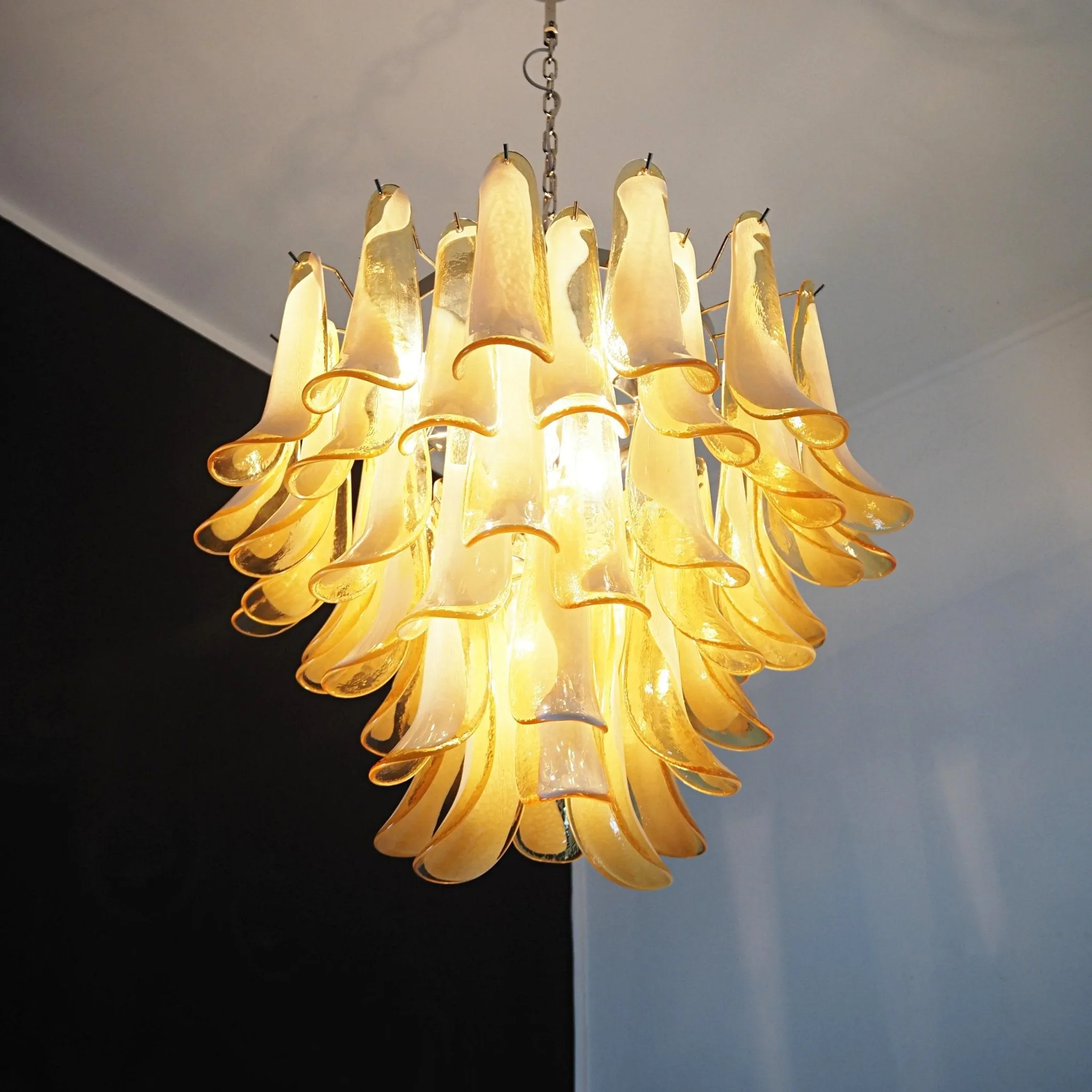 Amber Glass Murano Petals Chandelier