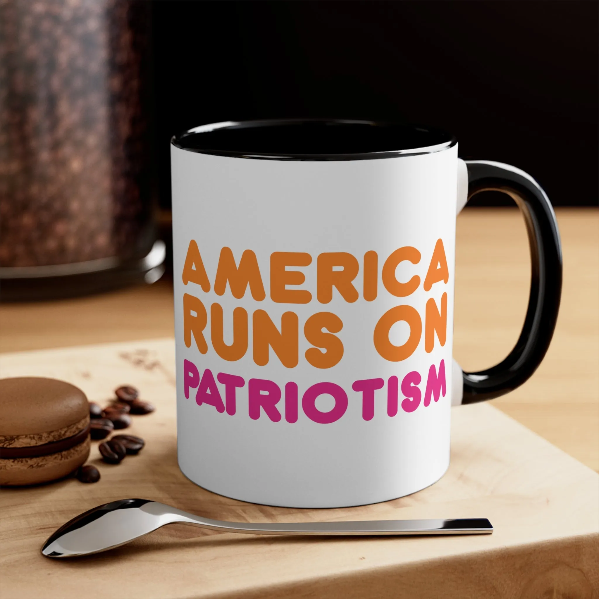 America Runs on Patriotism Mug (2 Sizes, 3 Colors)