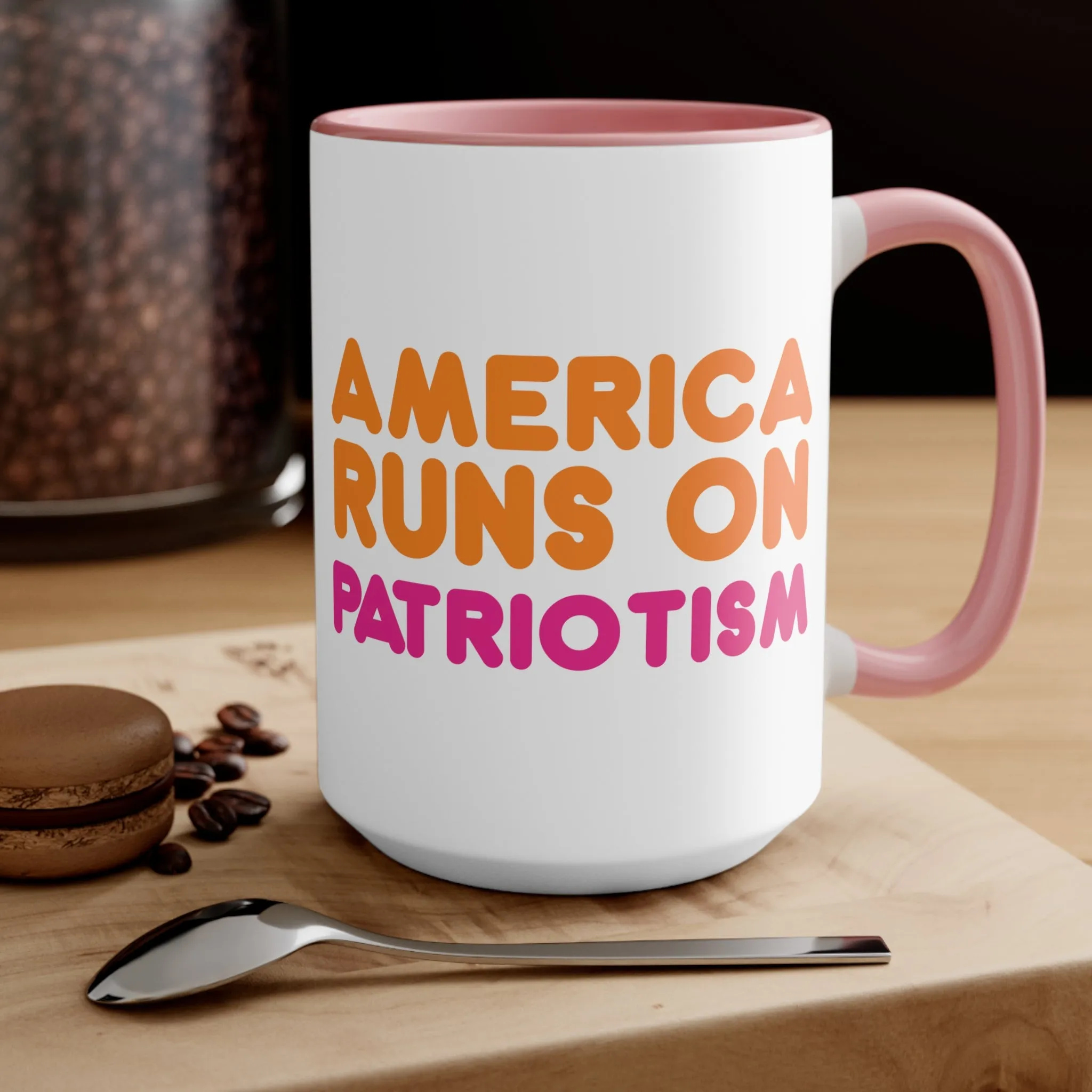 America Runs on Patriotism Mug (2 Sizes, 3 Colors)