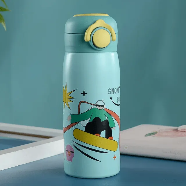 Animated Stainless Steel Sipper Bottle - Fun & Leak-Proof Water Bottle for Kids