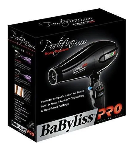 BaBylissPRO Nano Titanium Portofino Full-Size Dryer, Black