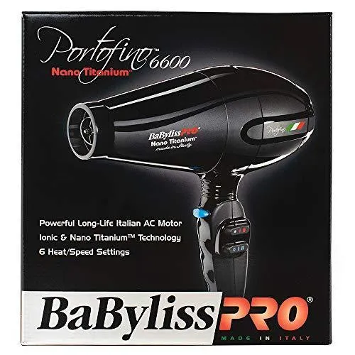 BaBylissPRO Nano Titanium Portofino Full-Size Dryer, Black