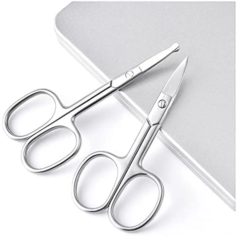 Beauty Grooming Eyebrow Scissor Men Women Facial Nose Hair Scissor Curved round Blunt Mustache Bread Manicure Pedicure Trimmer Set Stainless Steel Slant Tweezers Nail Clipper Pet Dog Scissors Kit