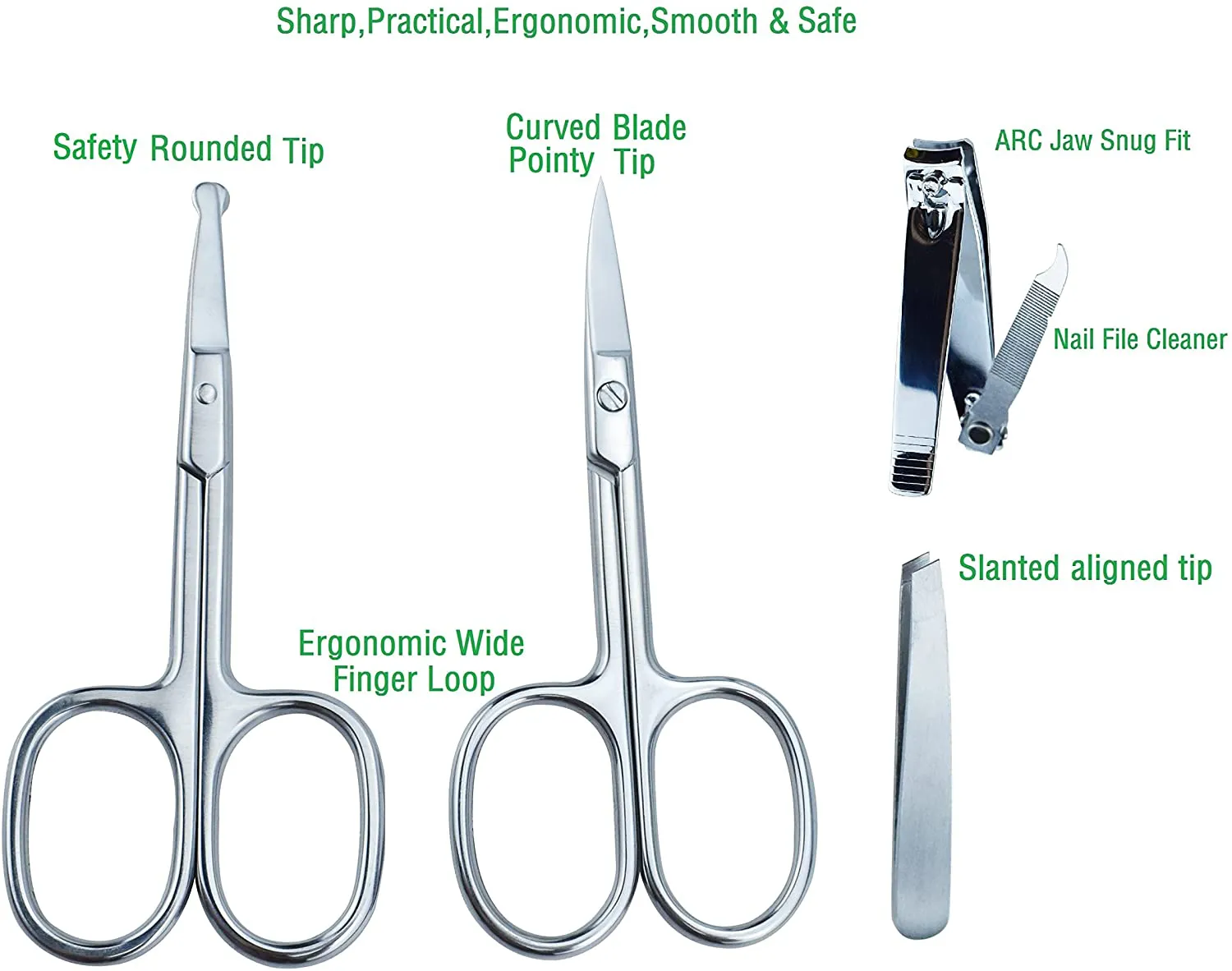 Beauty Grooming Eyebrow Scissor Men Women Facial Nose Hair Scissor Curved round Blunt Mustache Bread Manicure Pedicure Trimmer Set Stainless Steel Slant Tweezers Nail Clipper Pet Dog Scissors Kit