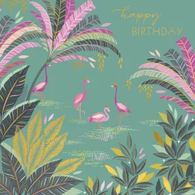 Birthday flamingos birthday card