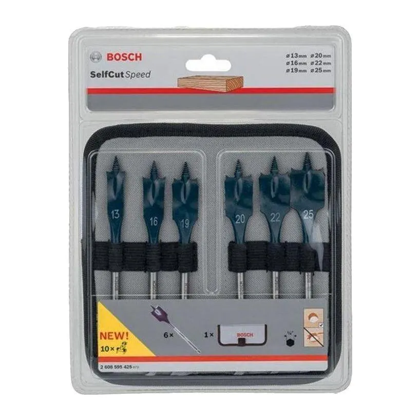 Bosch Selfcut Speed 9pcs Flat Drill Bit Set for Wood (Hex Shank)