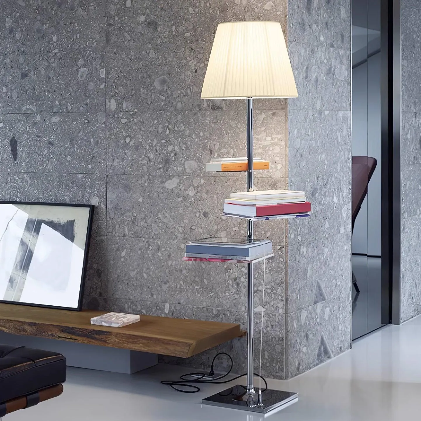 Chrome Prism Side Table Floor Lamp