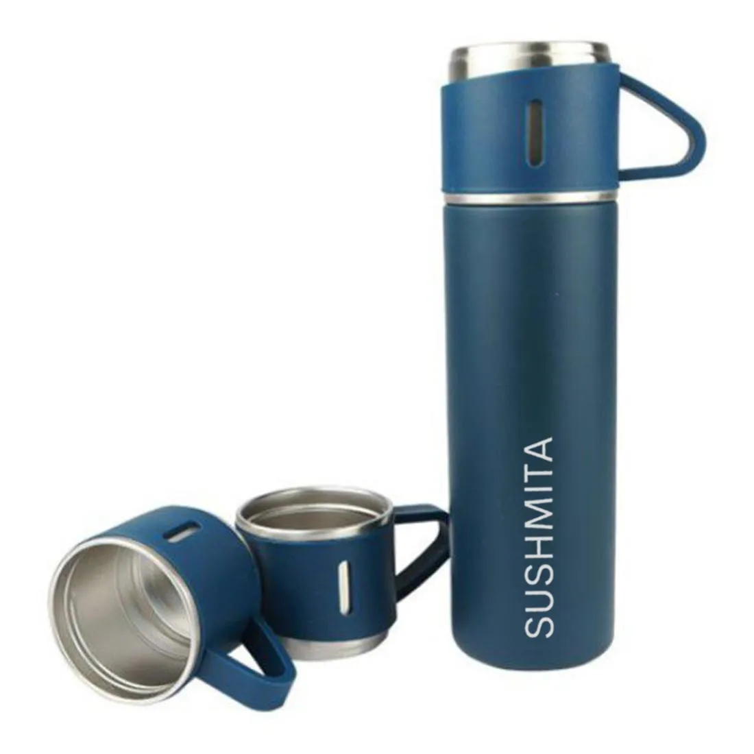 Custom Travel Mug Thermos With 2 Cups Gift Box Set - Add Name