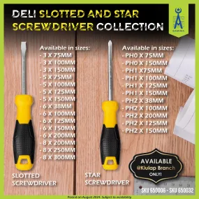 DELI DL6361501 SLOTTED SCREWDRIVER 6 X 150MM