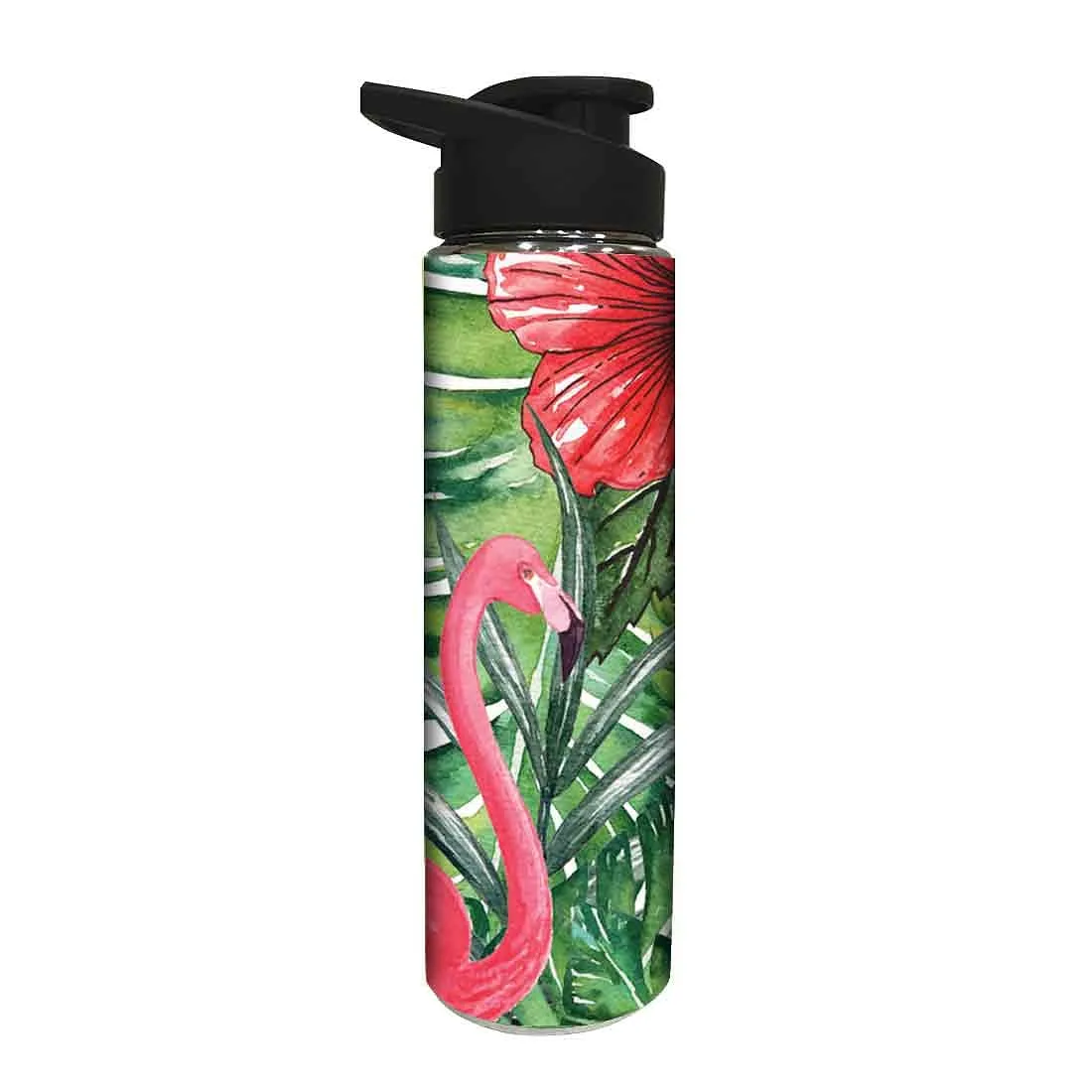 Designer Stainless Steel Water Bottle -  Swan and Leaves