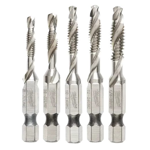 Drill Bits - Milwaukee 5 Pc SHOCKWAVE™ Impact Drill and Tap Bit Set, 48-89-4874