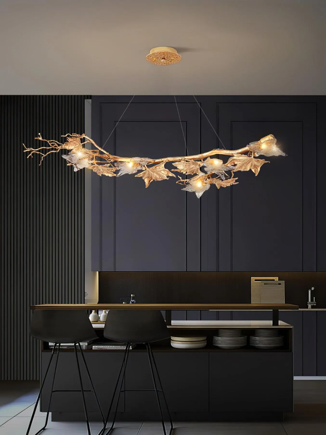 Folio Branch Brass Chandelier