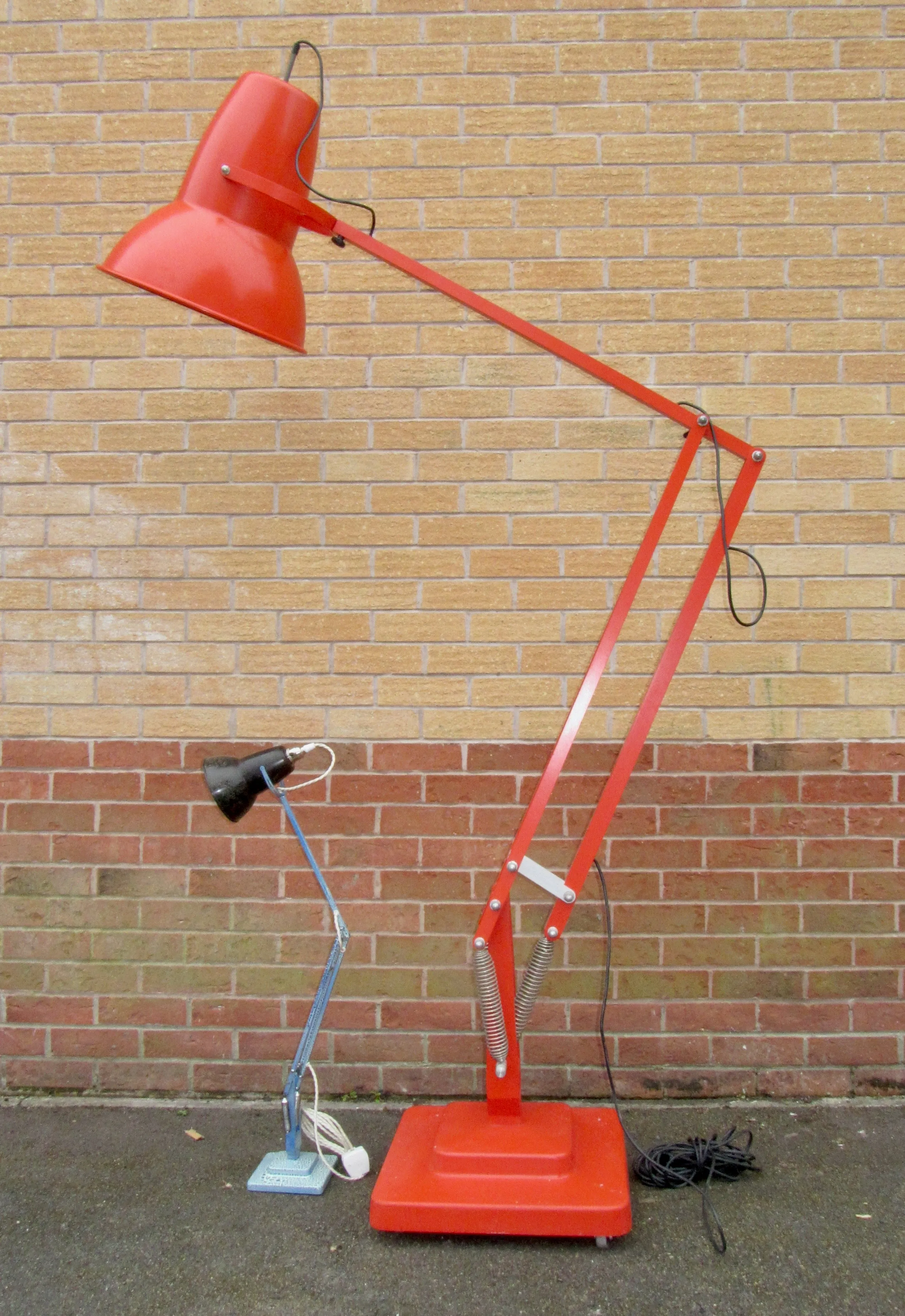 Giant Indoor Anglepoise 1227 Red Floor Lamp With Black Flex