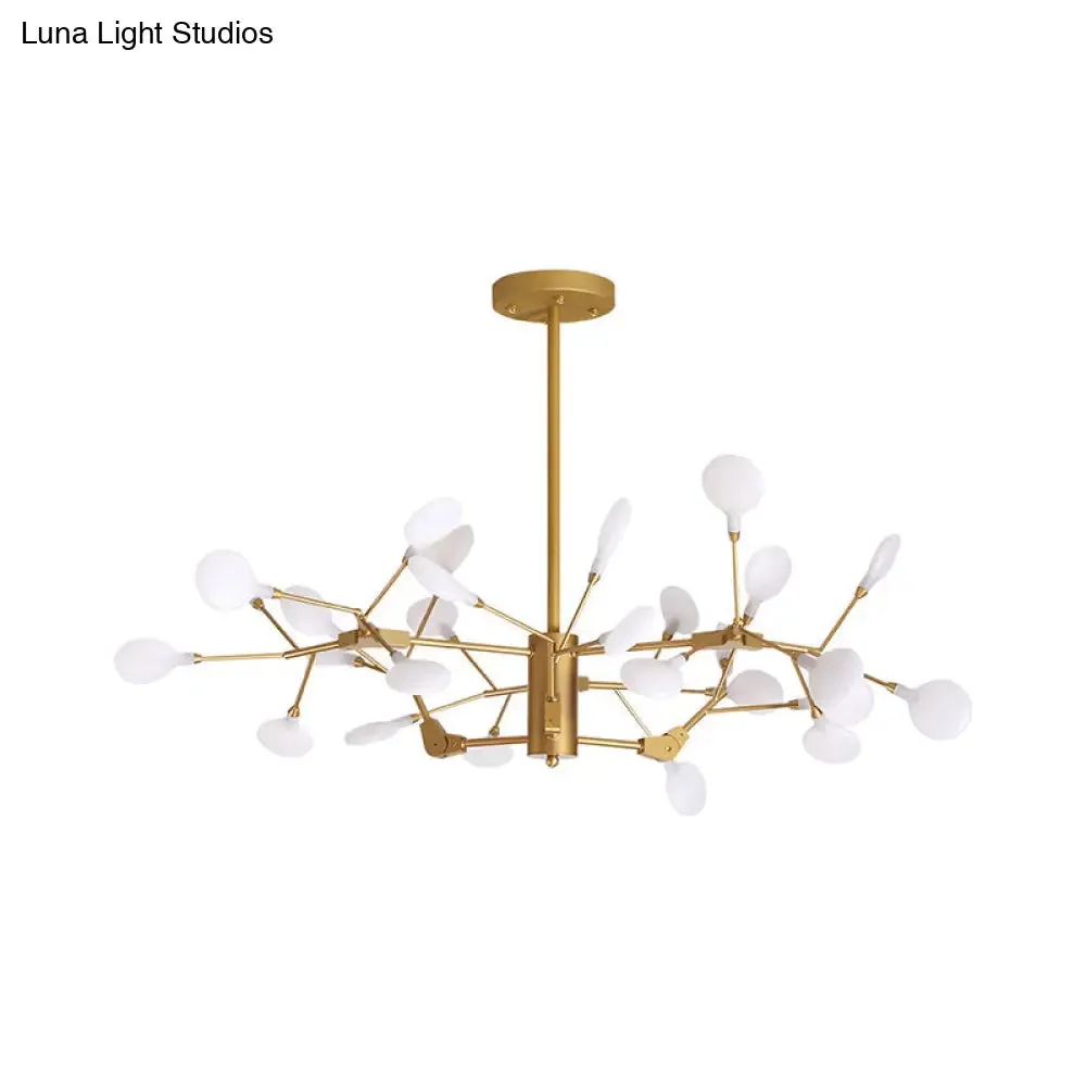 Gold LED Metal Branch Chandelier - Simple Hanging Pendant for Dining Room Ceiling