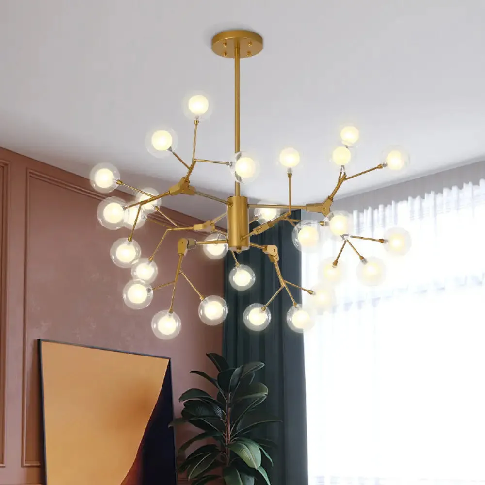 Gold LED Metal Branch Chandelier - Simple Hanging Pendant for Dining Room Ceiling