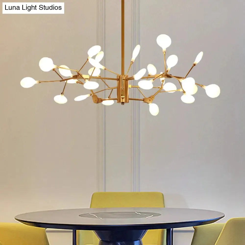 Gold LED Metal Branch Chandelier - Simple Hanging Pendant for Dining Room Ceiling