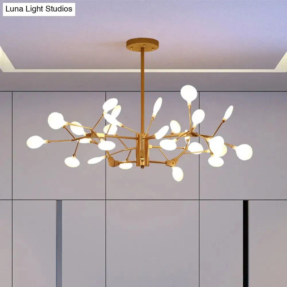 Gold LED Metal Branch Chandelier - Simple Hanging Pendant for Dining Room Ceiling