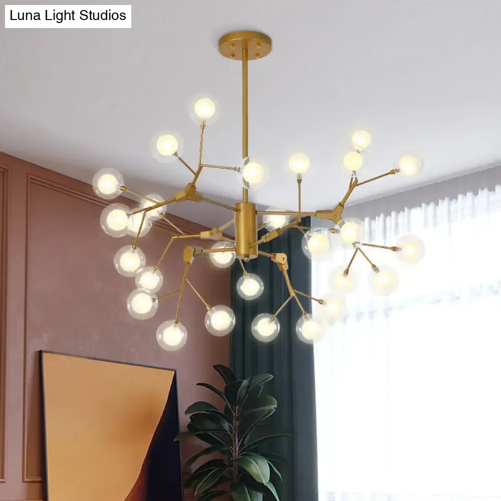 Gold LED Metal Branch Chandelier - Simple Hanging Pendant for Dining Room Ceiling