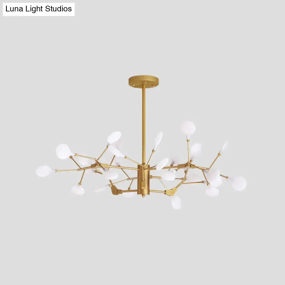 Gold LED Metal Branch Chandelier - Simple Hanging Pendant for Dining Room Ceiling