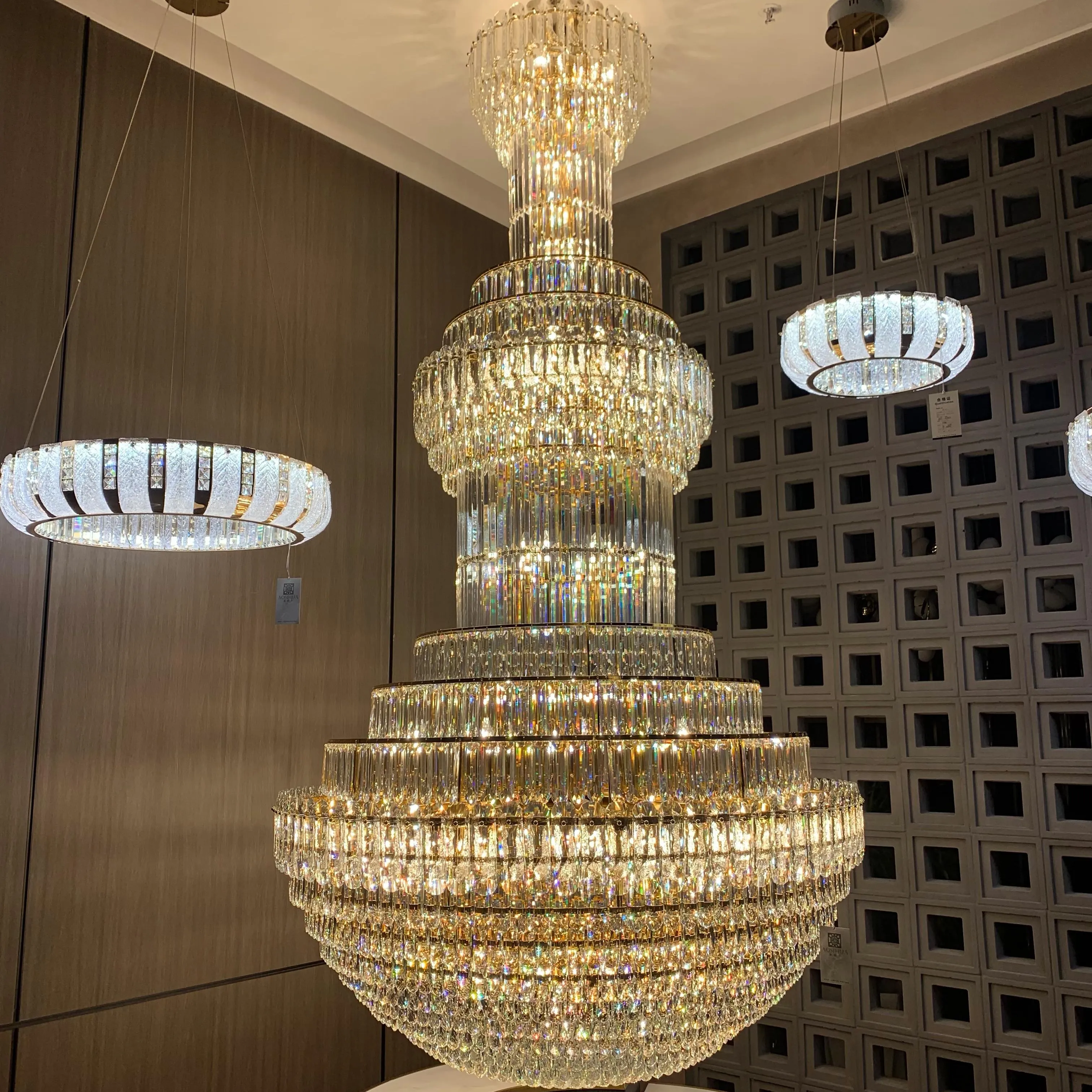 Golden Era Luxury Grand Fountain Crystal Chandelier for Staircase/Foyer/Living Room