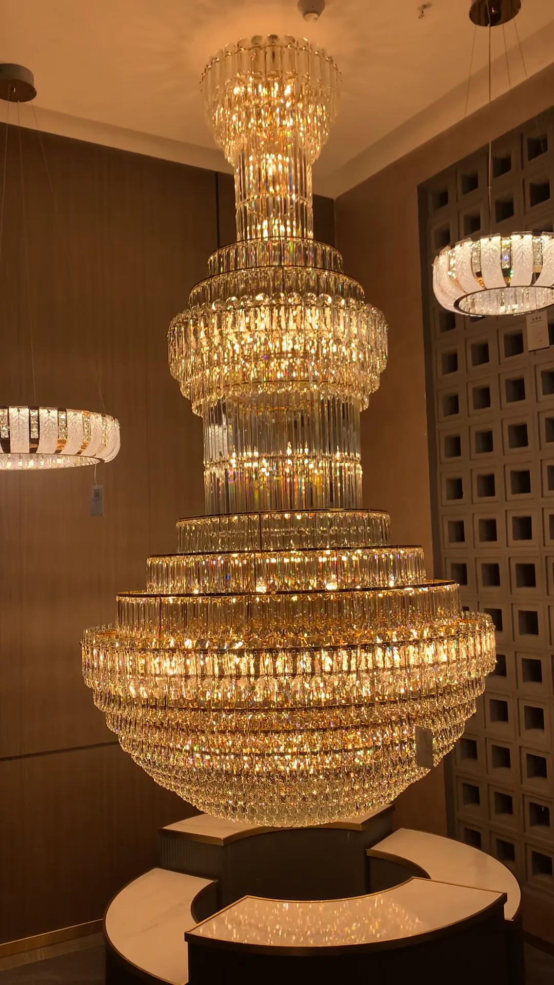 Golden Era Luxury Grand Fountain Crystal Chandelier for Staircase/Foyer/Living Room