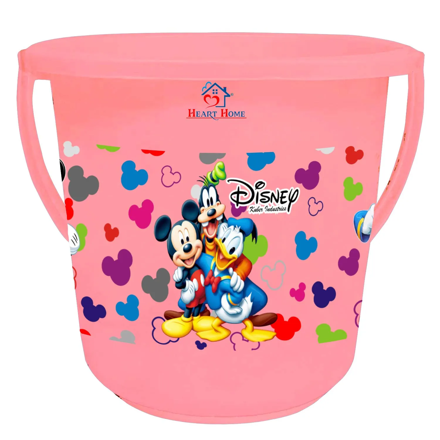 Heart Home Disney Team Mickey Print 2 Pieces Unbreakable Virgin Plastic Bathroom Bucket with Mug Set- Pink, (1 Pc 16 LTR Bucket & 1 Pc 500 ML Mug) -HS_35_HEARTHS17482