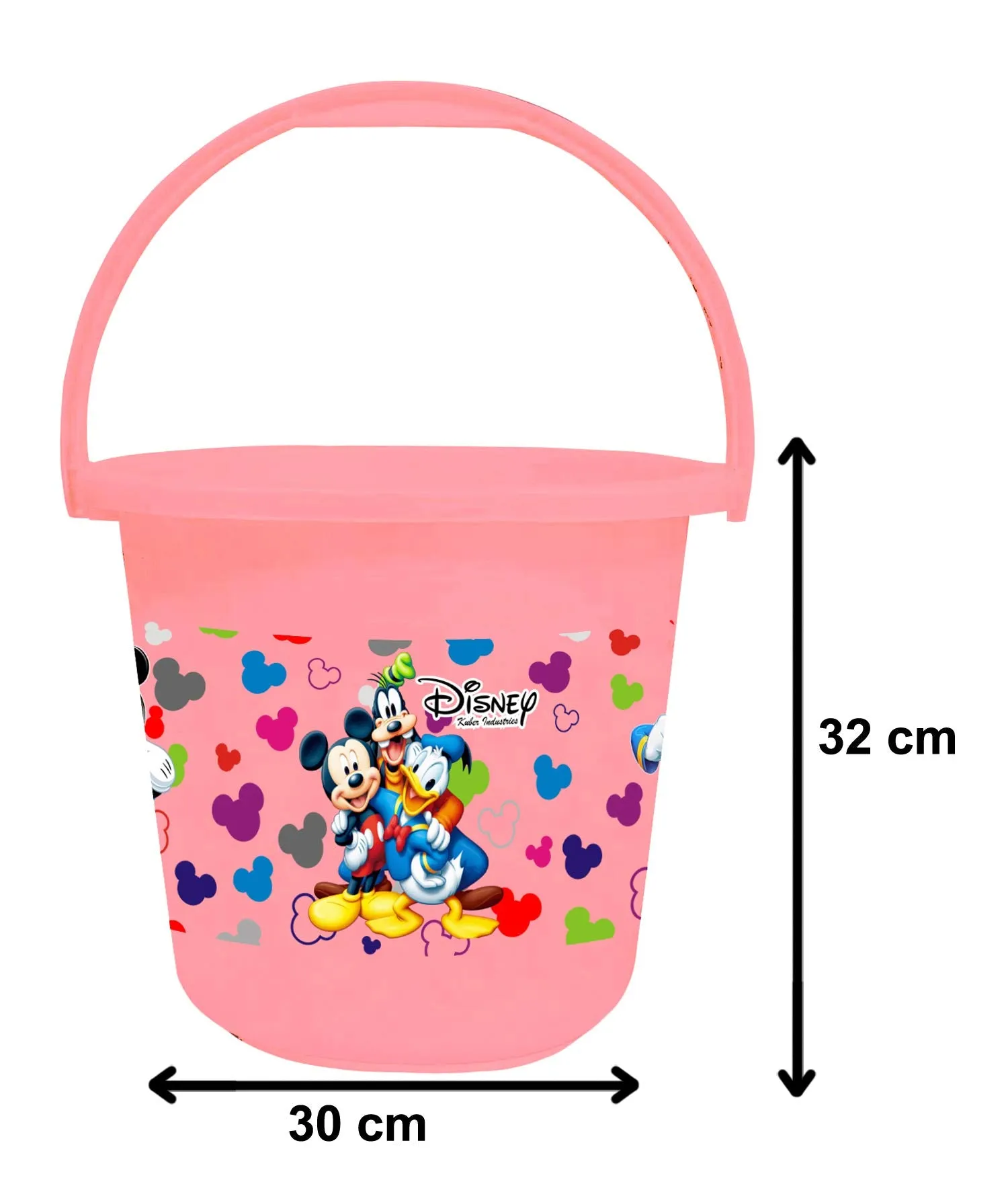 Heart Home Disney Team Mickey Print 2 Pieces Unbreakable Virgin Plastic Bathroom Bucket with Mug Set- Pink, (1 Pc 16 LTR Bucket & 1 Pc 500 ML Mug) -HS_35_HEARTHS17482