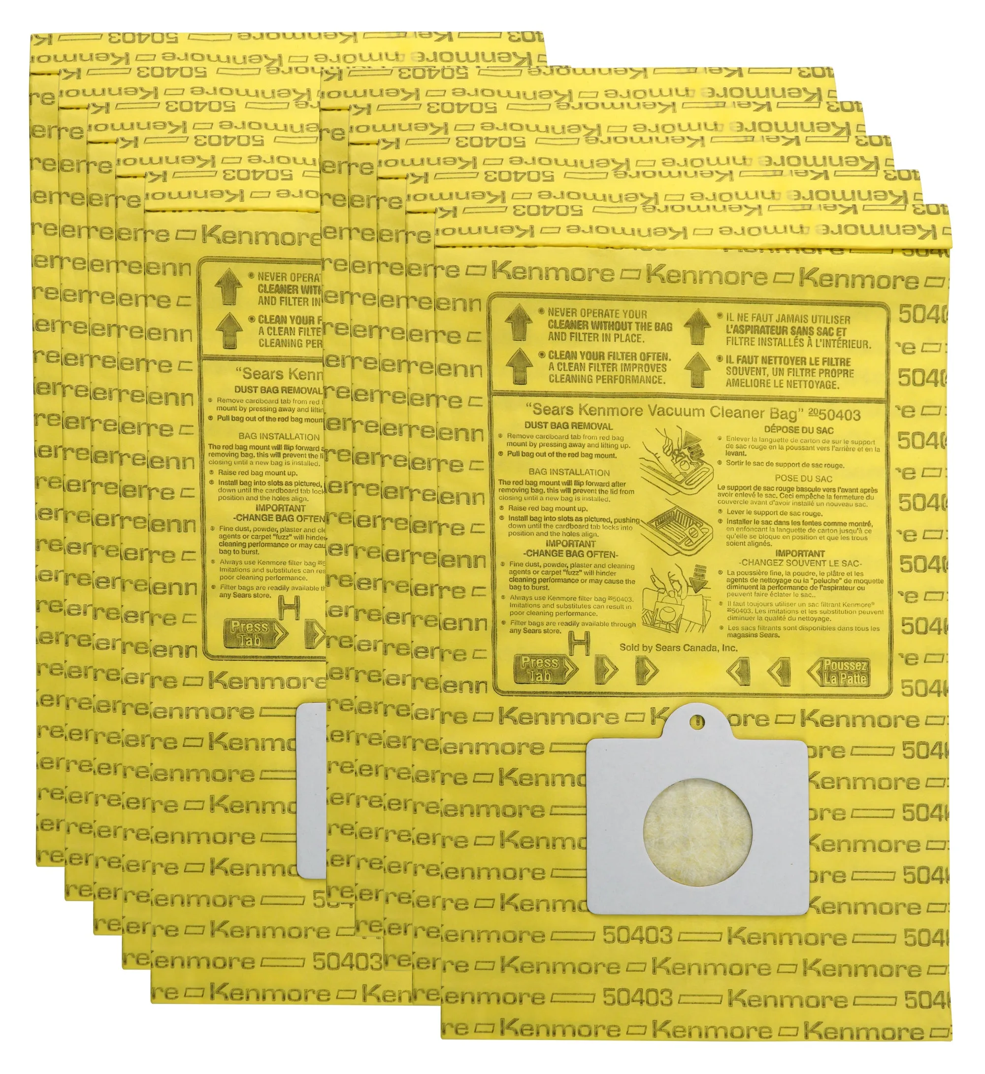 Kenmore Disposable Canister Vacuum Cleaner Dust Bags 50403, 10-Count