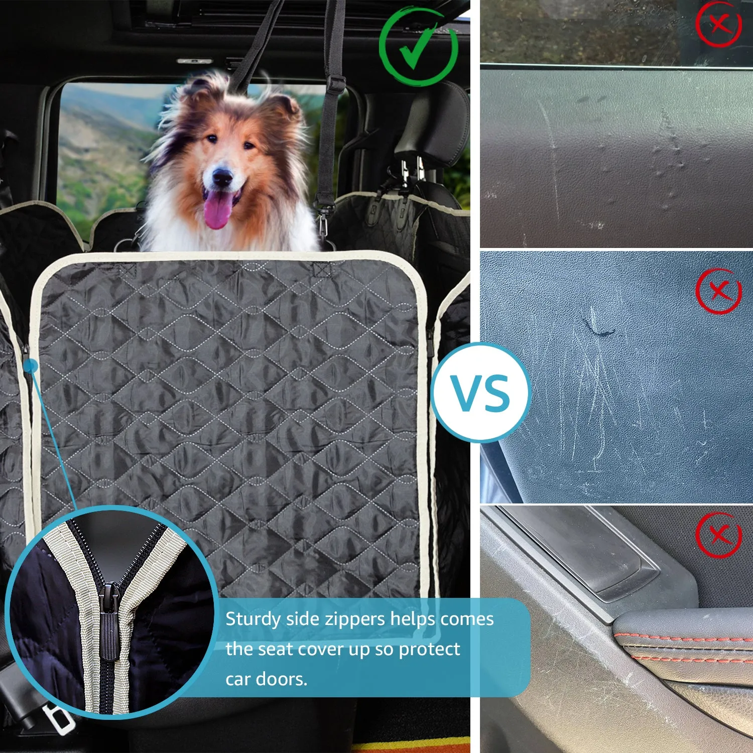 Lassie Dog Seat Covers for Trucks, 100% Waterpfoof Dog Hammock for Truck Machine Washable and Non Slip Backseat Dog Cover for Car Compatible with F150 F250 Silverado Sierra Tundra and Crew Cab…