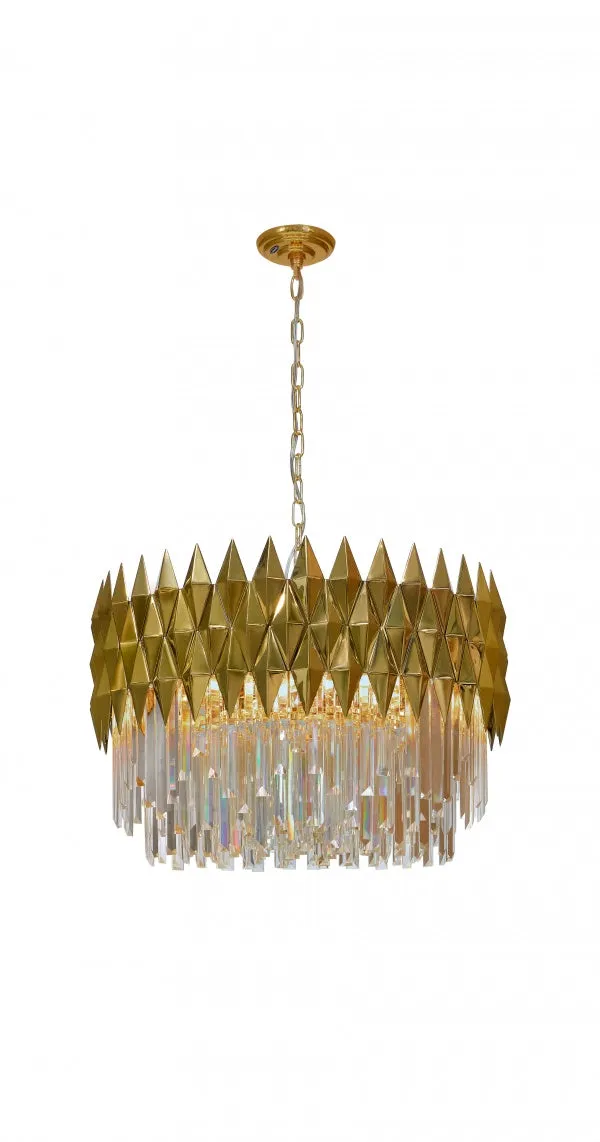 Luxury 1/2-Tier Round/Rectangular Gold Finish Crystal Chandelier for Living Room/Bedroom