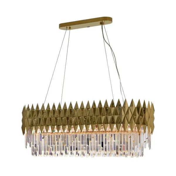 Luxury 1/2-Tier Round/Rectangular Gold Finish Crystal Chandelier for Living Room/Bedroom