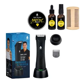 Mario Lopez Wireless Body Hair Trimmer & Shaver and Beard Care Grooming Kit Bundle