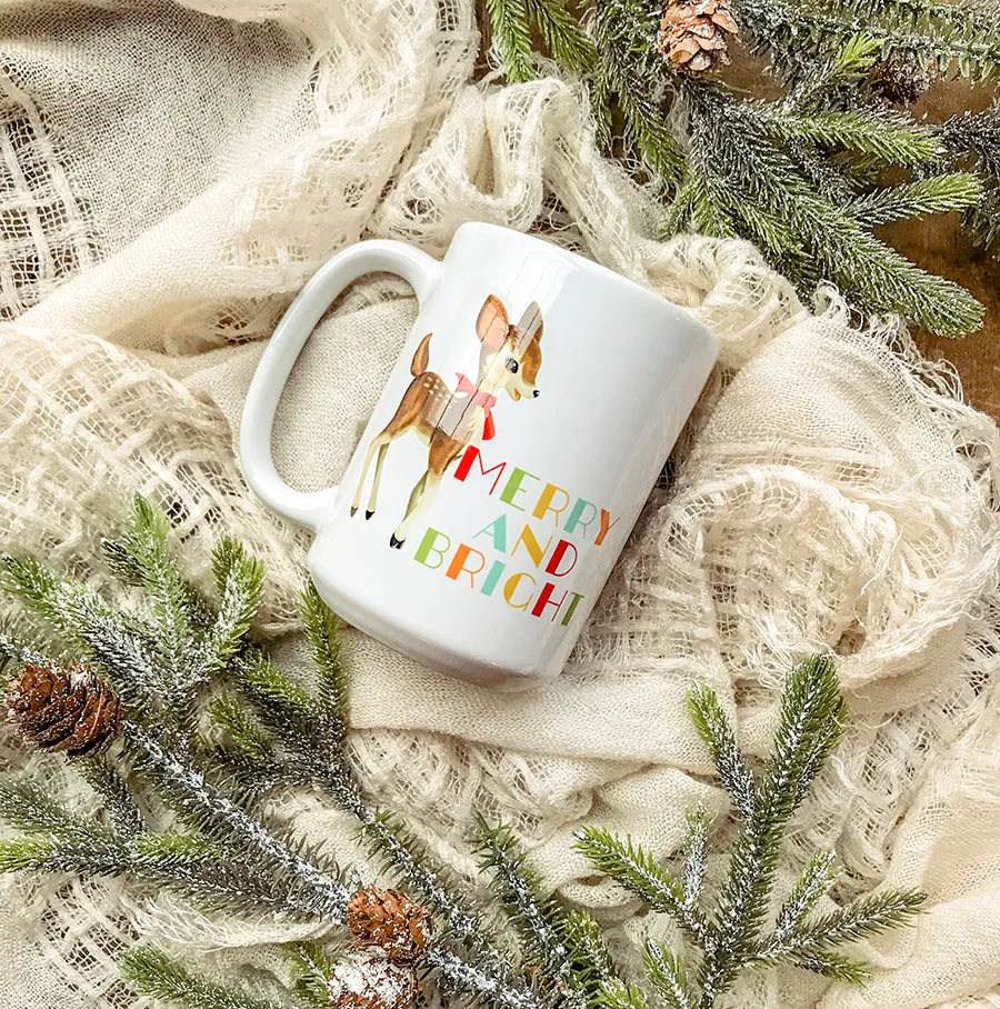 Merry and Bright Deer Christmas Mug