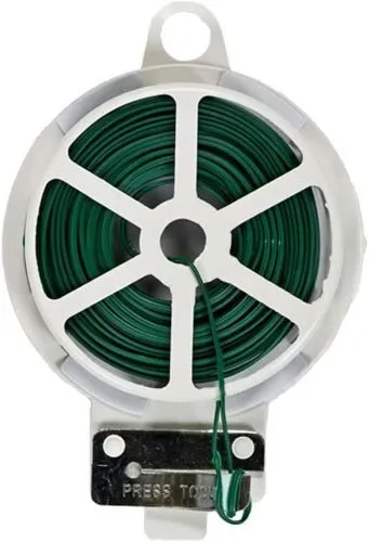 Midwest T001GT 100' Foot Green Plastic Coated Garden Wire Twist Tie With Cutter - Quantity of 30