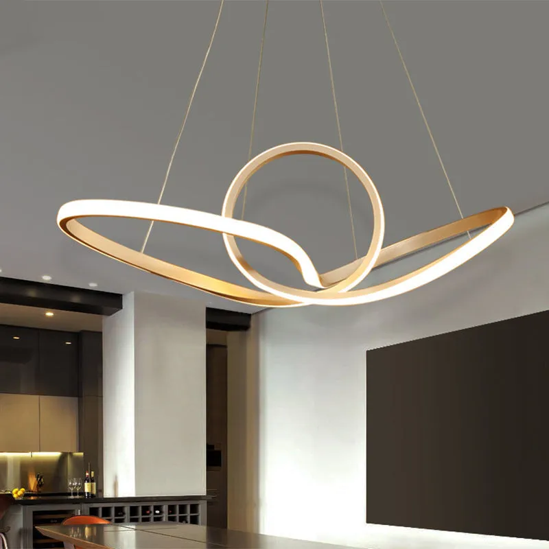 Minimalist LED Cycle Chandelier Pendant - Acrylic, Warm/White Light - Black/White